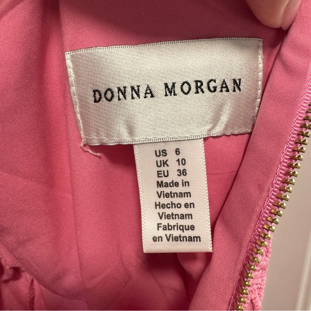 Donna Morgan Pink Lace Midi Dress size 6 Lace Overlay A-Line‎ Spaghetti Straps - Picture 8 of 11